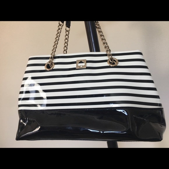 Kate Spade black and white stripe bag - Picture 2 of 4